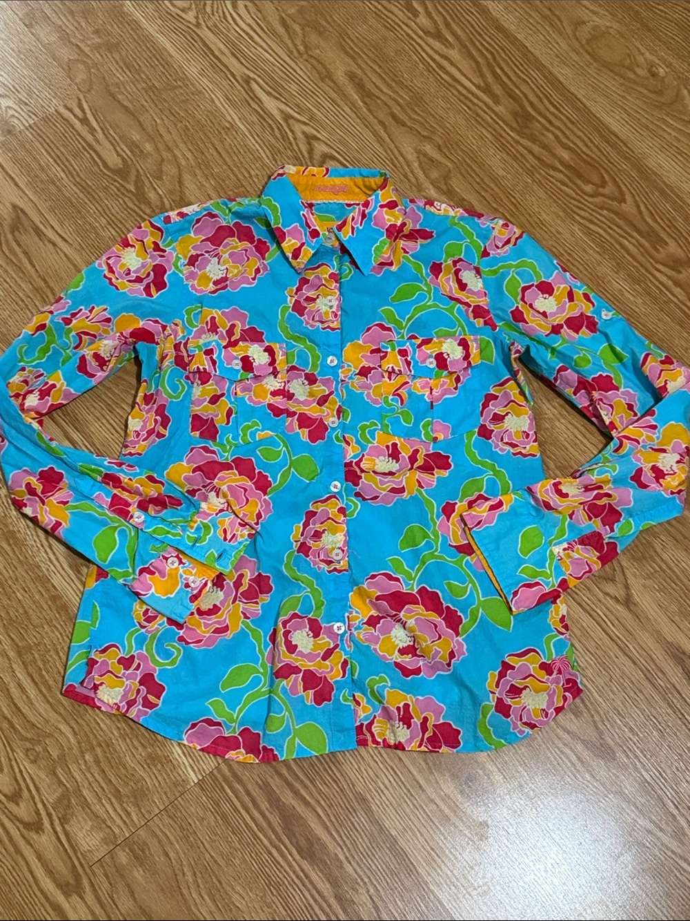 Lilly Pulitzer Turquoise Button-Down Floral Shirt